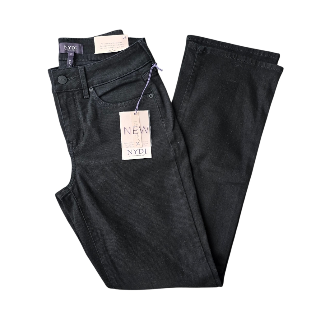 NYDJ Black Marilyn Straight Jeans With Lift Tuck Technology Size 2S NWT